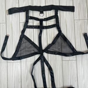 L2015 One Piece Lingerie Faux Leather Size Small
